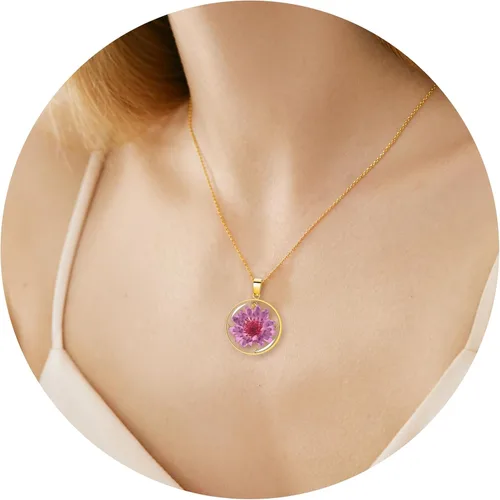 Miniatura 32 de Pressed Flower Necklace Gift for Women Personalized Handmade Necklaces Birth Flower Necklace