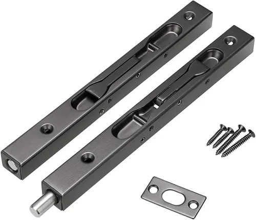 Sumnacon 2 pernos de puerta de 8 pulgadas, cerraduras de puerta francesa de seguridad ocultas de acero inoxidable con herrajes, pernos de metal para