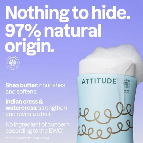 Miniatura 3 de ATTITUDE - Champú Ultra-Nutritivo para Cabello Rizado con Manteca de Karité, Verificado por EWG, Vegano y de Origen Natural para Tipo de Rizo 4a