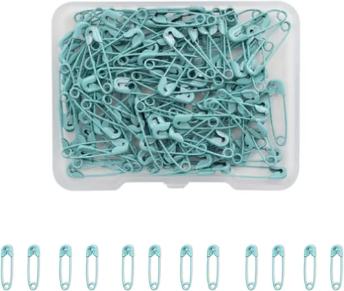 Miniatura 18 de Alfileres de seguridad pequeños, mini pines de seguridad de 0.75 pulgadas para ropa, pasador de seguridad de café, juego de acero niquelado