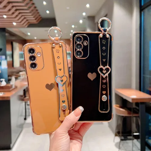 Miniatura 4 de DEFBSC Funda compatible con Samsung Galaxy A14 5G, con borde galvanizado con correa para la muñeca, protección completa de la cámara, esquinas Negro