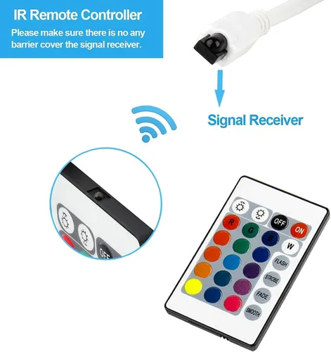 Miniatura 5 de Tira de luz LED RGB de 24 teclas, control remoto inalámbrico, luz LED SUPERNIGHT de repuesto para SMD 5050 2835 3528 tira de luces LED (24 teclas)