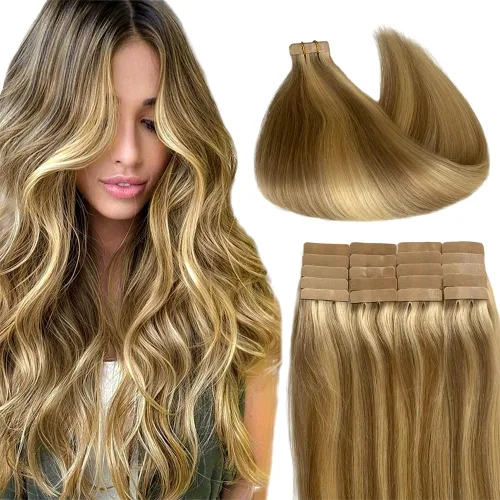 Miniatura 9 de Extensiones de cabello con cinta, 22 pulgadas, extensiones de cabello humano real color negro azabache, 1.76 oz, 20 unidades, extensiones de cabello