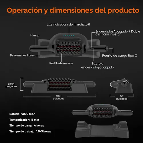 Miniatura 5 de Masajeador eléctrico con luz roja, masajeador de drenaje linfático para linfedema y lipedema, barra de recuperación muscular y rodillo de masaje