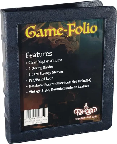 Forged Dice Co. Game-Folio Carpeta Portfolio de Cuero PU - Carpeta de Juegos para Hojas de Personajes DND con Organizador de Cartas de Hechizos DND