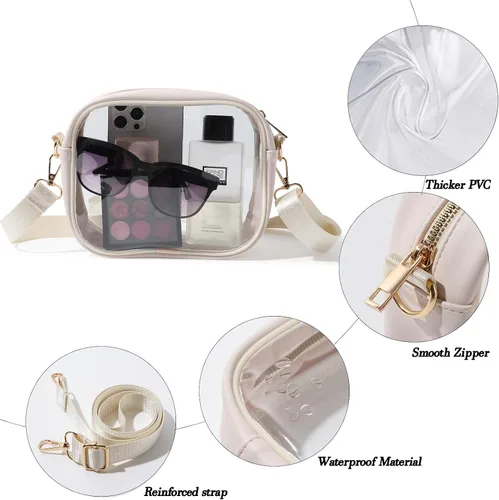 Miniatura 5 de TOBVZOO - Bolsa bandolera transparente aprobada para estadios, conciertos y eventos deportivos, unisex