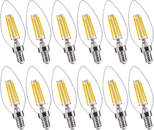 Miniatura 13 de FLSNT Amber LED Candelabra Light Bulbs 40W Equivalent, B11 E12 LED Chandelier Bulbs, 2200K Warm White, Dimmable, 330LM, 96 Pack UL,CA65 Listed.