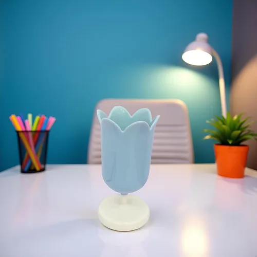 Miniatura 5 de Soporte para bolígrafo para escritorio, soporte de plástico para bolígrafos de tulipán para niña, caja de maquillaje pequeña, lindo organizador