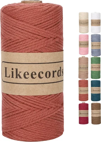 Miniatura 25 de Likeecords Cuerda de algodón 100% hilo de ganchillo de 0.079 pulgadas, cuerda trenzada de macramé, cuerda de macramé, hilo de ganchillo para regalo