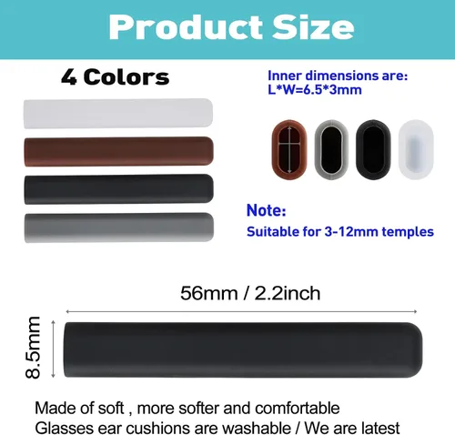 Miniatura 3 de Almohadillas antideslizantes para gafas, puntas de silicona para sienes de lentes, funda suave, cómodas almohadillas para orejas de gafas, agarres