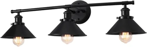Miniatura 8 de TOULMJ Lámparas de tocador de baño, luces de tocador de granja, 3 lámparas de baño sobre espejo de pared con pantalla de metal, luces de tocador