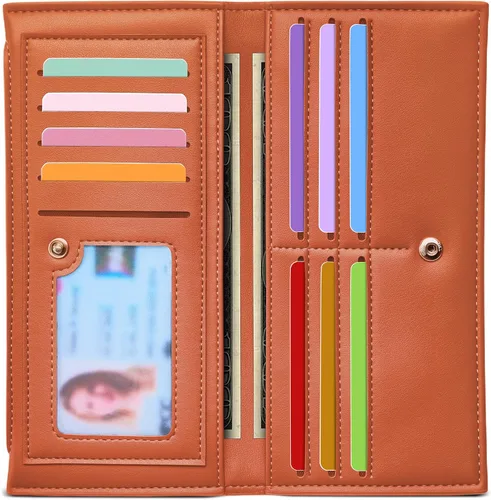 Miniatura 19 de Tipmile Cartera ultra delgada para mujer, cartera de cuero plegable para mujer, cartera RFID, cartera de bloqueo RFID para tarjetas de crédito