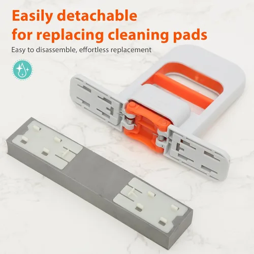 Miniatura 8 de Mini trapeador autoexprimible, fregona de esponja pequeña naranja, sistema de limpieza de uso húmedo y seco, trapeador de escritorio plegable, mango