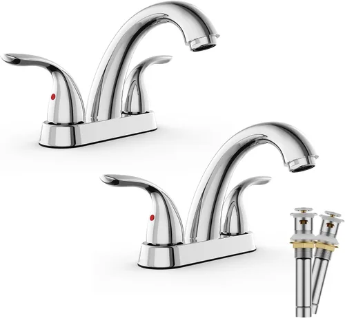 Miniatura 10 de Phiestina Centerset BF008-5-BN - Grifo de lavabo de baño de acero inoxidable de 4 pulgadas de níquel cepillado de 2 o 3 agujeros, grifo de baño de 2