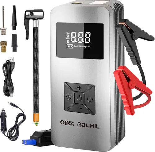 Miniatura 7 de Arrancador de Batería de Coche Portátil con Compresor de Aire, Caja de Arranque de 150 PSI de Pico de 8000 A para hasta 6.0 L de Gasolina/3.0 L