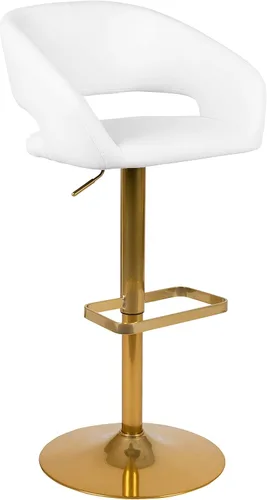 Miniatura 29 de Flash Furniture Erik Taburete de bar contemporáneo de altura ajustable con reposapiés y respaldo medio redondeado, taburete tapizado o altura