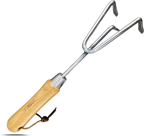 Miniatura 9 de Garden Guru - Herramienta de cultivador de mano ecológica, 100% acero inoxidable reciclado, resistente a la corrosión, mango ergonómico de madera