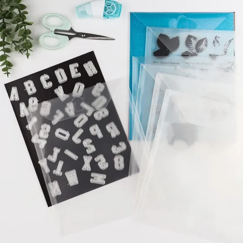 Miniatura 4 de 10 bolsillos de plástico transparente y hojas magnéticas de goma suave, juego de hojas de almacenamiento magnéticas para almacenamiento de troqueles