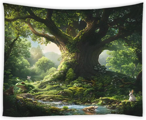 Miniatura 3 de Tapiz para estantería de gato, biblioteca mágica de fantasía, plantas florales bohemias, hippie para colgar en la pared, decoración artística