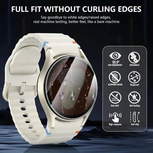Miniatura 6 de Suoman Paquete de 4 protectores de pantalla de privacidad para Samsung Galaxy Watch 6/7/FE de 1.575 pulgadas, antiespías, dureza 9H, película