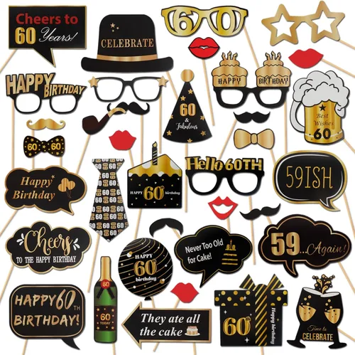 Miniatura 17 de LINGTEER Accesorios para fotomatón de fiesta de cumpleaños feliz 20, saludos a cumpleaños 20, accesorios de decoración para fiesta de cumpleaños