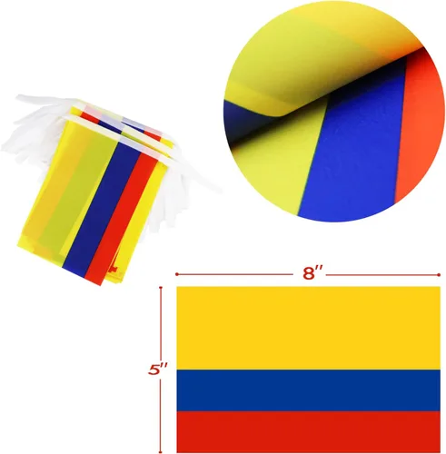 Miniatura 4 de Banderín de bandera de Colombia – 38 banderas, 42 pies, pequeñas banderas colombianas para decoración del país, escuela, fiesta, eventos deportivos
