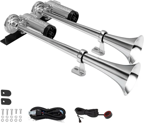 Miniatura 9 de Bocina de tren para camión con kit de bocina de aire con soporte, bocinas de camión súper potentes con compresores para cualquier vehículo de 12 V