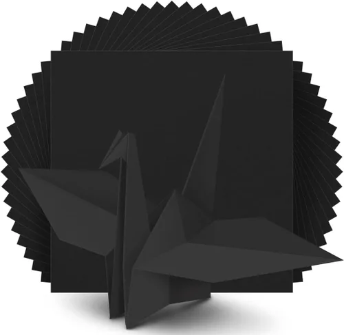 IOOLEEM Papel de origami, 200 hojas, papel de origami negro, cuadrado de 6 pulgadas, papel de color de doble cara.
