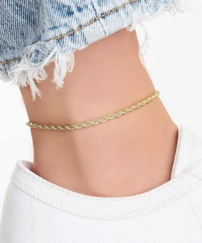 Miniatura 3 de Barzel Tobillera trenzada chapada en oro de 18 quilates para mujer, fabricada en Brasil, Metal