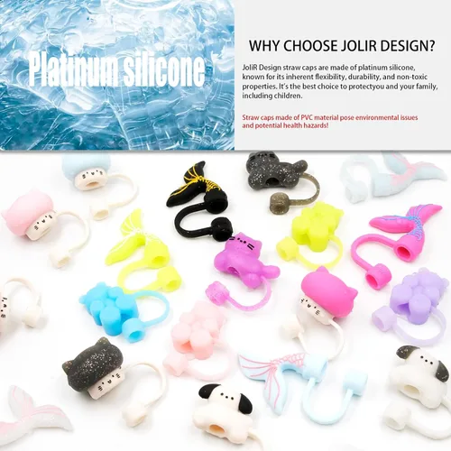 Miniatura 5 de Funda para popote para vaso de 40 onzas, reutilizable, de silicona, con diseño de oso de goma, compatible con bonita tapa de pajilla, accesorios