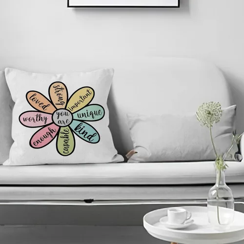 Miniatura 2 de HIWX Fundas de almohada inspiradoras para el aula, almohadas para profesores para el aula, con texto en inglés «You are Enough Loved Kind», fundas