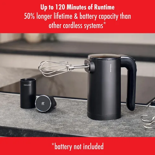 Miniatura 6 de ZWILLING Xtend - Juego de batidoras de mano inalámbricas, batidora de mano eléctrica de 3 velocidades con batidores y ganchos para masa, potente