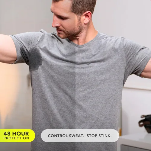 Miniatura 4 de SweatBlock Desodorante de fuerza clínica, antitranspirante para hombres y mujeres, aroma de sándalo y ámbar, protección de 48 horas contra el sudor