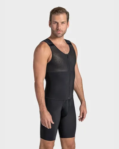 Miniatura 4 de Body completo de compresión con control de abdomen faja moldeadora postquirúrgica para hombre