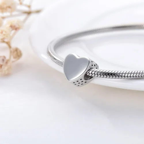 Miniatura 4 de PEIMKO Personalized Photo Charm Fit Snake Bracelet Sterling Silver Customized Picture Round Shape Bead