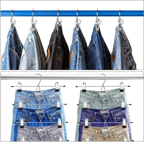 Miniatura 6 de 12 piezas de suministros de dormitorio universitario decoración falda pantalones perchas con clips resistente clip ahorro de espacio apilable añadir