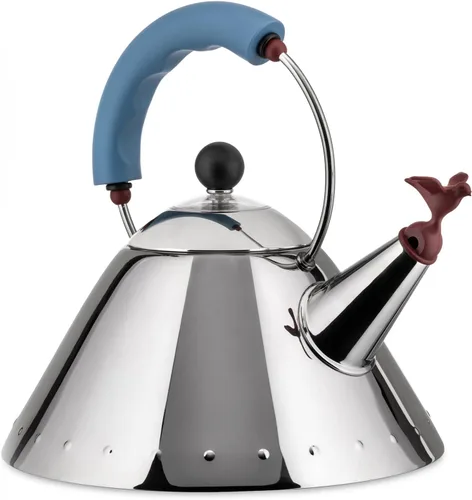 Miniatura 2 de Alessi 9093 - Design Kettle with Handle and Bird-Shaped Whistle, Stainless Steel and PA, Light Blue