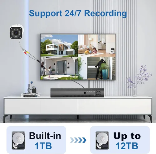 Miniatura 3 de Kit de sistema DVR de cámara de seguridad con cable H.265+ con detección AI de humanos y vehículos, 4x 1920P 5MP IP67 metálicas
