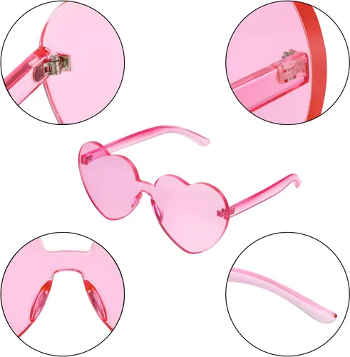 Miniatura 3 de Maxdot - Lentes de sol transparentes sin marco con forma de corazón para fiestas