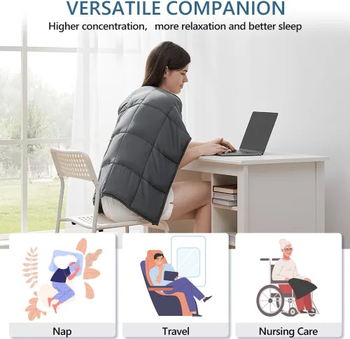 Miniatura 7 de L'AGRATY Manta con peso de 5 libras, para regazo, manta pequeña y portátil para adultos, refrescante, para viajar, relajarse y dormir, para todas