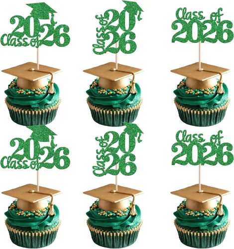 Miniatura 30 de 1 pieza de decoración para pastel de clase 2025 con purpurina, tapa de graduación 2025, decoración de pastel de felicitaciones para 2025, decoración