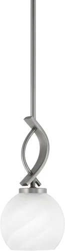 Miniatura 101 de Toltec Lighting Cavella Stem Colgado Mini colgante, acabado grafito, vidrio de muselina blanca de 4 pulgadas