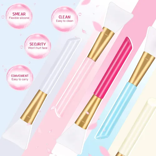 Miniatura 3 de Patelai 20 cepillos de silicona para máscara facial con caja de almacenamiento, silicona epoxi facial barro cosmético aplicador de máscara