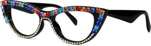 VOOGLAM Gafas de luz azul de ojo de gato con diamantes de imitación elegantes para mujeres anti fatiga ocular ojos secos gafas Cathleen