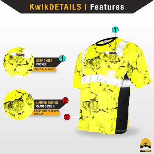 Miniatura 4 de KwikSafety - Charlotte, NC - Camisa de seguridad de manga corta para hombre renacentista [cinta reflectante de espina de pescado] Clase 2 ANSI OSHA