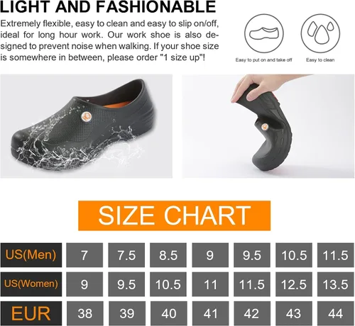 Miniatura 2 de Zapatos de chef unisex resistentes al aceite al agua zapatos de trabajo antideslizantes cómodos zapatos de enfermería para chefs enfermeras