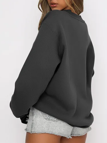 Miniatura 2 de ANRABESS - Sudaderas de vellón de mujer, cuello redondo, de gran tamaño, bonitas, para otoño e invierno, para estudiantes de preparatoria, jóvenes