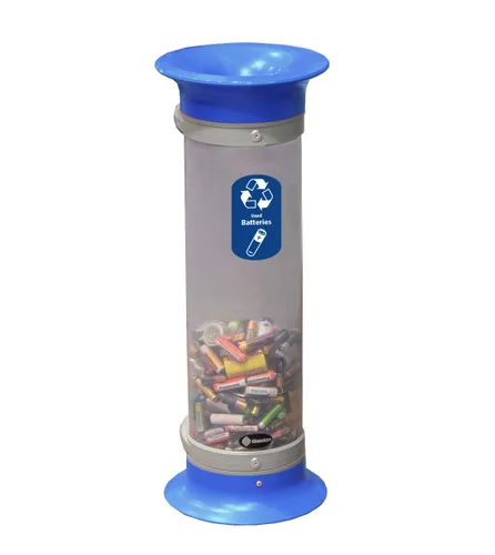 C-Thru - Tubo de reciclaje de batería 10Q (azul) Tubo compacto de recolección de batería transparente estándar/reciclar calcomanías en todo Estados
