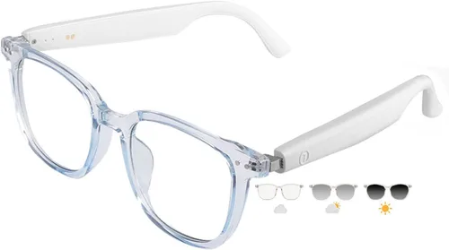 Miniatura 9 de Gafas inteligentes para mujer, gafas de auriculares con altavoces integrados, audio de oído abierto HD, filtrado de luz azul para trabajar (negro)