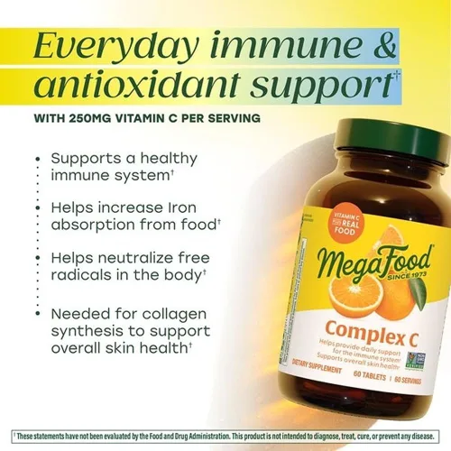 Miniatura 3 de MegaFood Complex C - Suplemento vegano de apoyo inmunológico de vitamina C, suplemento de vitamina C hecho con alimentos reales, incluyendo naranja